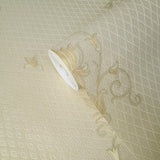 Z72019 Embossed Beige gold metallic small diamonds textured Victorian damask Wallpaper