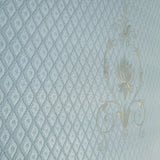 Z72022 Blue brass bronze metallic small diamonds textured Victorian damask Wallpaper 3D