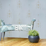 Z72022 Blue brass bronze metallic small diamonds textured Victorian damask Wallpaper 3D