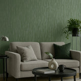 Z77511 Modern dark hunter green faux fabric vertical stripes textured lines wallpaper