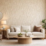 Z77515 Copper Rose gold metallic faux fabric vertical stripes textured lines wallpaper