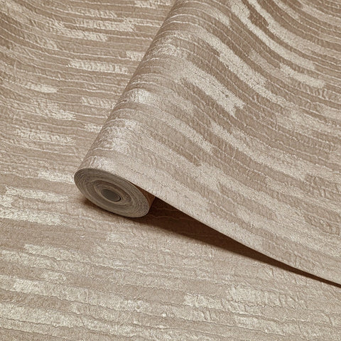 Z77515 Copper Rose gold metallic faux fabric vertical stripes textured lines wallpaper