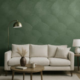 Z77517 Hunter dark green swirled circles faux plaster textured contemporary Wallpaper