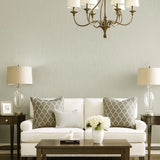 Z77519 Satin Ivory gold metallic faux fabric vertical stripes textured lines wallpaper
