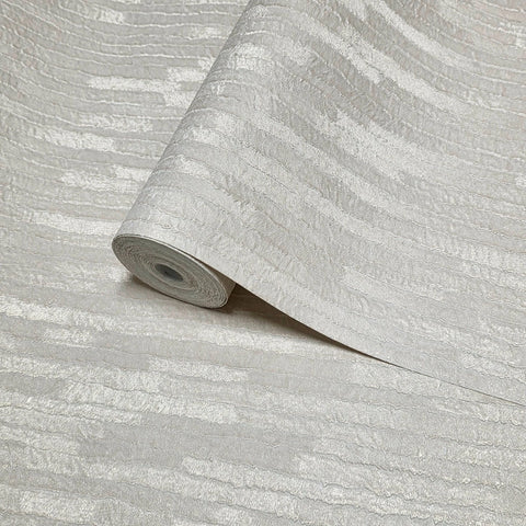 Z77519 Satin Ivory gold metallic faux fabric vertical stripes textured lines wallpaper
