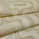 Z77520 Retro geo Wallpaper olive tan beige faux fabric Textured trellis wavy lines 3D