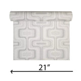 Z77522 Retro geo Wallpaper light gray off white faux fabric Textured trellis wavy lines