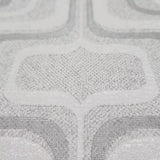 Z77522 Retro geo Wallpaper light gray off white faux fabric Textured trellis wavy lines