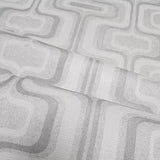 Z77522 Retro geo Wallpaper light gray off white faux fabric Textured trellis wavy lines