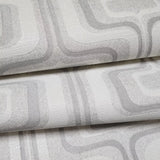 Z77522 Retro geo Wallpaper light gray off white faux fabric Textured trellis wavy lines