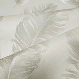 Z77529 Embossed Beige cream big feathers pattern faux fabric textured Wallpaper roll 3D