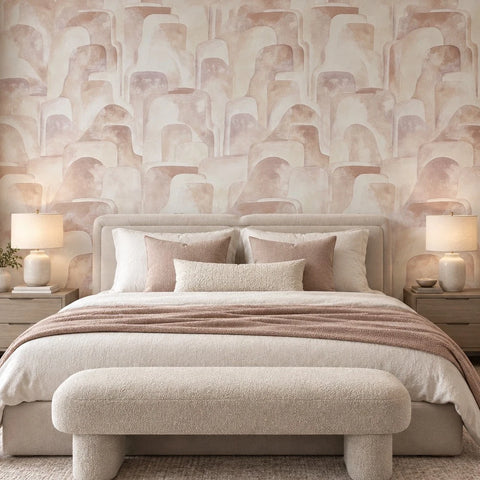 Z77537 Patchwork Sculptured distressed nude pink cream faux Concrete Textured wallpaper