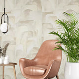 Z77540 Patchwork Sculptured distressed yellowish beige faux Concrete Textured wallpaper