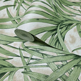 Z77543 Floral tropical modern beige cream green palm leaves textured wallpaper rolls 3D
