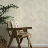 Z77552 Geometric beige tan cream triangles faux fabric textured geo modern wallpaper 3D