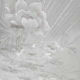 Z78025 Floral plants off white satin pearl cream faux fabric textured flowers Wallpaper