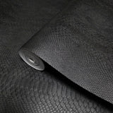 Z81034 Animal vinyl modern Charcoal black faux snake piton skin Textured Wallpaper roll