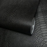 Z81034 Animal vinyl modern Charcoal black faux snake piton skin Textured Wallpaper roll