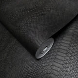 Z81034 Animal vinyl modern Charcoal black faux snake piton skin Textured Wallpaper roll