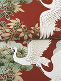 ZA8006 Sprig and Heron Red Wallpaper
