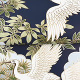 ZA8007 Sprig and Heron Navy Wallpaper