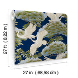 ZA8007 Sprig and Heron Navy Wallpaper