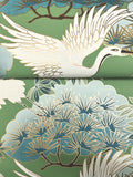 ZA8008 Sprig and Heron Green Wallpaper