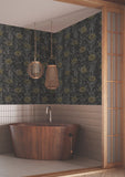 ZA8017 French Marigold Black Gold Wallpaper