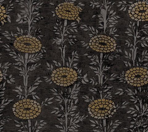 ZA8017 French Marigold Black Gold Wallpaper