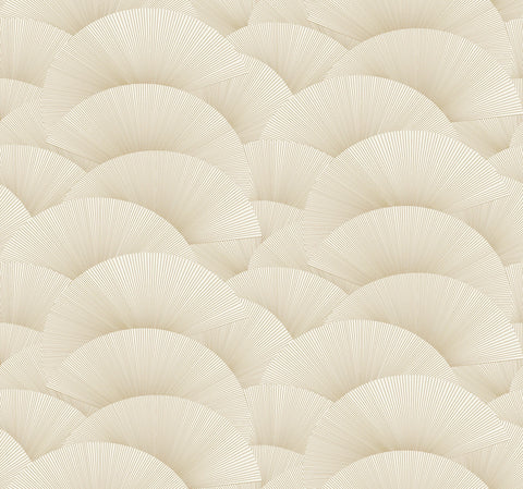 ZA8021 Morning Shell Cream Gold Wallpaper