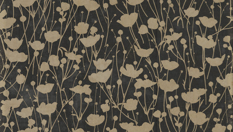 ZA8066 Shimmering Poppies Black Gold Wallpaper