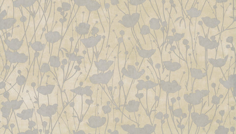 ZA8067 Shimmering Poppies Cream Silver Wallpaper