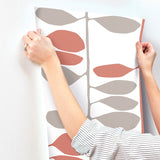 ZM2802 Sculpted Vines Vermillion Graphite Wallpaper