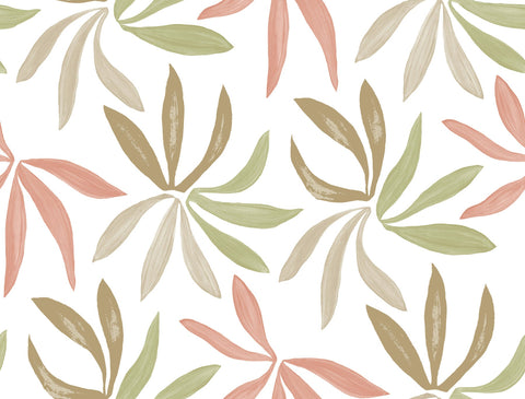 ZM2812 Little Garden Leaf Coral Wallpaper
