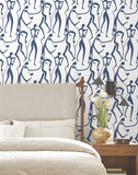 ZM2832 Joyful Dancers Ultramarine Wallpaper