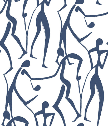 ZM2832 Joyful Dancers Ultramarine Wallpaper