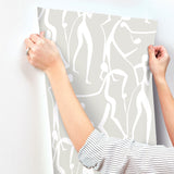 ZM2835 Joyful Dancers Lichen Grey Wallpaper