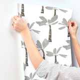 ZM2838 Painted Oasis Carbon Graphite Wallpaper