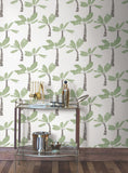 ZM2839 Painted Oasis Leaf Green Wallpaper