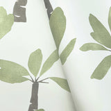 ZM2839 Painted Oasis Leaf Green Wallpaper
