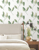 ZM2872 Brushwork Branches Leaf Green Wallpaper