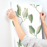 ZM2872 Brushwork Branches Leaf Green Wallpaper