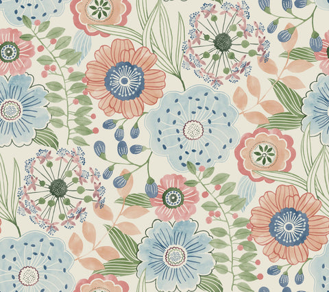 ZM2893 Artistic Bouquet Multicolor Wallpaper