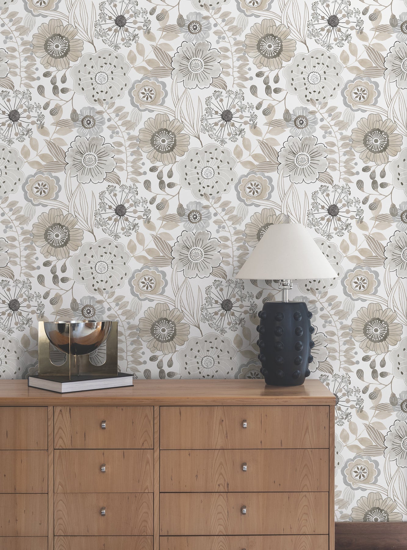 インテリア用写真 ZM2894 Artistic Bouquet Neutral Wallpaper – wallcoveringsmart