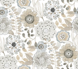 ZM2894 Artistic Bouquet Neutral Wallpaper