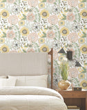 ZM2895 Artistic Bouquet Coral Lemon Wallpaper