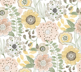 ZM2895 Artistic Bouquet Coral Lemon Wallpaper