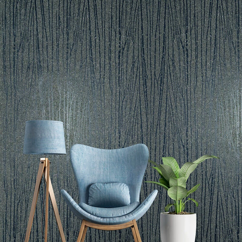 Z209 Zebra lines Mica Sparkle Vermiculite navy blue gray metallic Natural Wallpaper