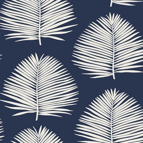 SL80712 Seabrook Palm Leaf Blue White Wallpaper