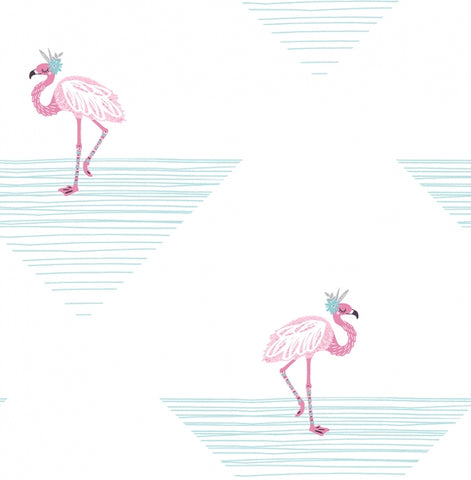 DA61701 Seabrook Flamingo Triangle Blue Pink wallpaper